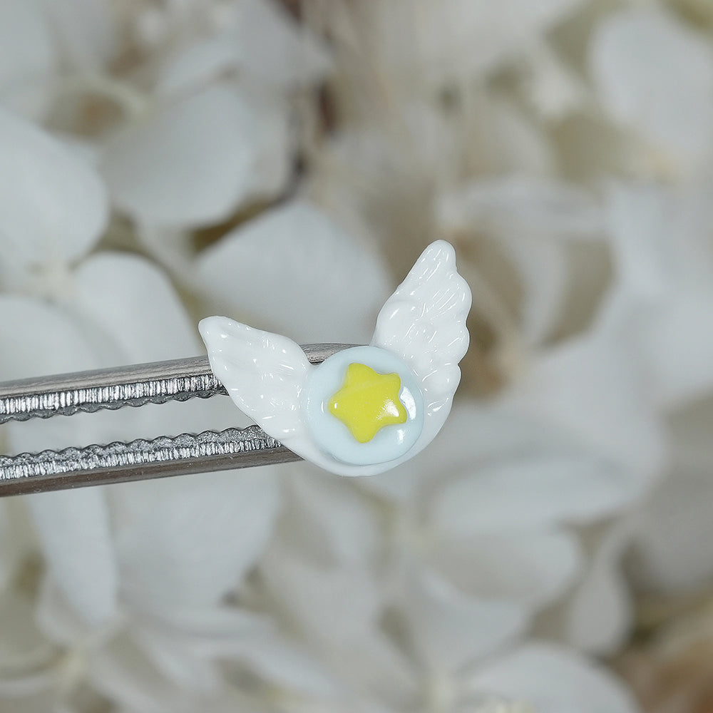 パステル エンジェルウィング スター バーベルピアス 16G 軟骨ピアス 星 羽 (3Color) 16G 小さめ 韓国アクセサリー 大人可愛い