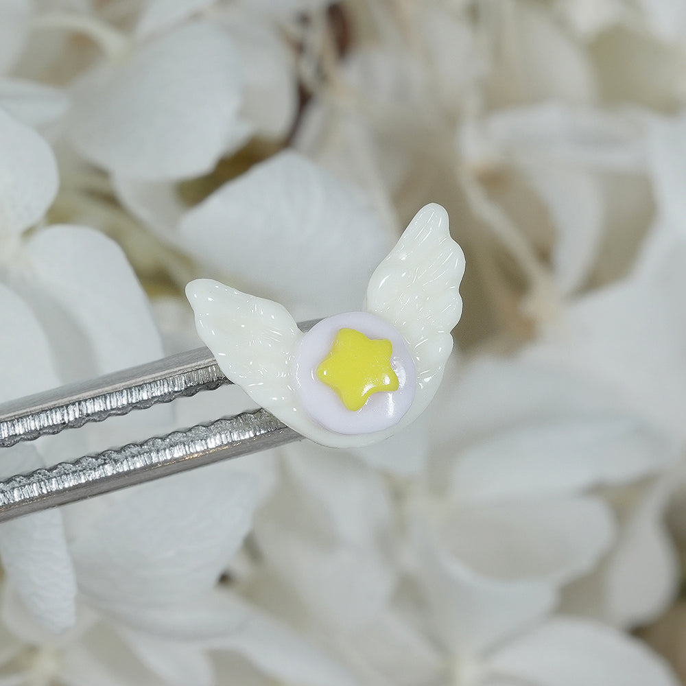 パステル エンジェルウィング スター バーベルピアス 16G 軟骨ピアス 星 羽 (3Color) 16G 小さめ 韓国アクセサリー 大人可愛い