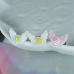 パステル エンジェルウィング スター バーベルピアス 16G 軟骨ピアス 星 羽 (3Color) 16G 小さめ 韓国アクセサリー 大人可愛い