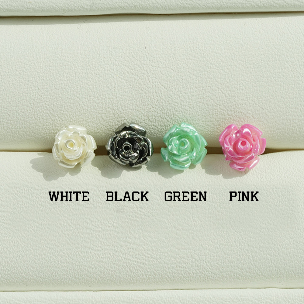 [サージカル] パールローズ バーベルピアス 16G 軟骨ピアス 薔薇 フラワー ボディピアス