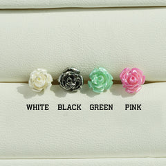 [サージカル] パールローズ バーベルピアス 16G 軟骨ピアス 薔薇 フラワー ボディピアス