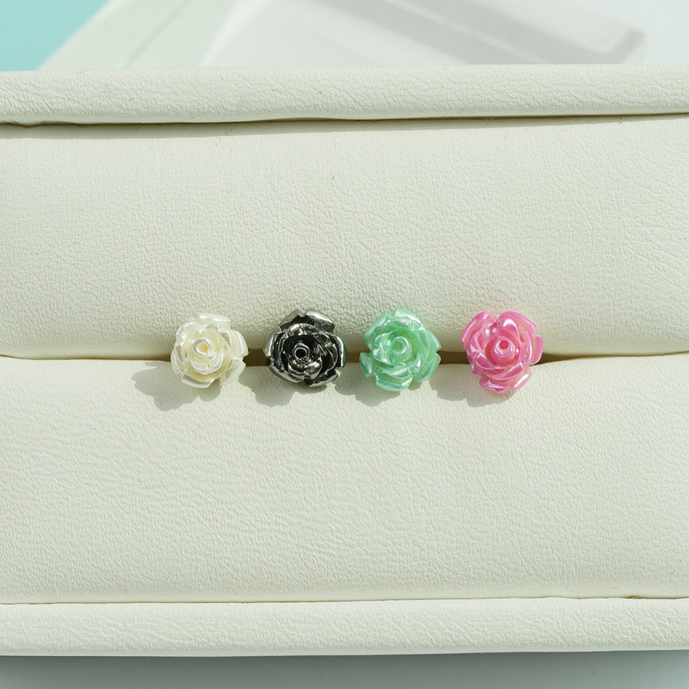 [サージカル] パールローズ バーベルピアス 16G 軟骨ピアス 薔薇 フラワー ボディピアス