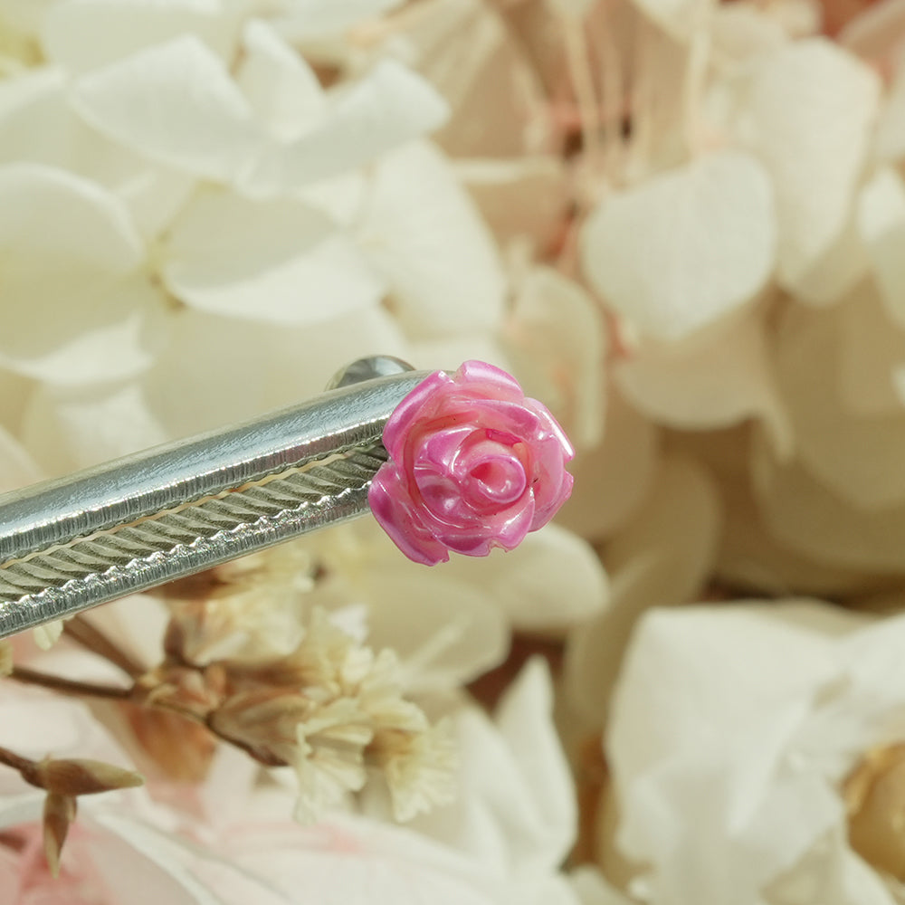 [サージカル] パールローズ バーベルピアス 16G 軟骨ピアス 薔薇 フラワー ボディピアス