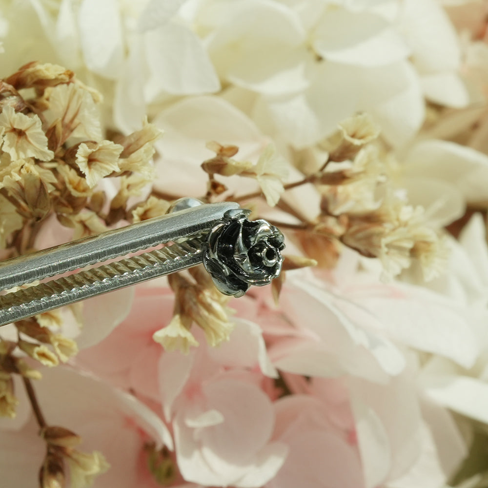 [サージカル] パールローズ バーベルピアス 16G 軟骨ピアス 薔薇 フラワー ボディピアス