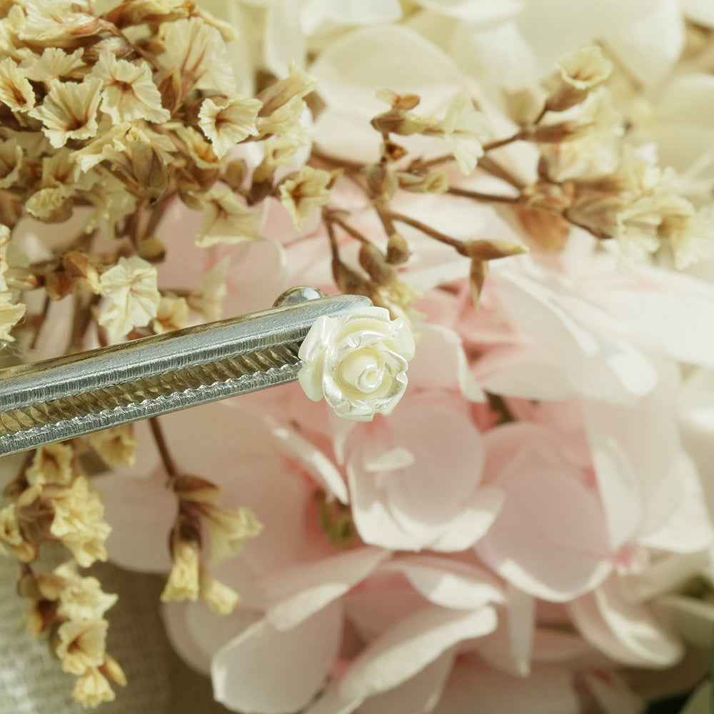 [サージカル] パールローズ バーベルピアス 16G 軟骨ピアス 薔薇 フラワー ボディピアス