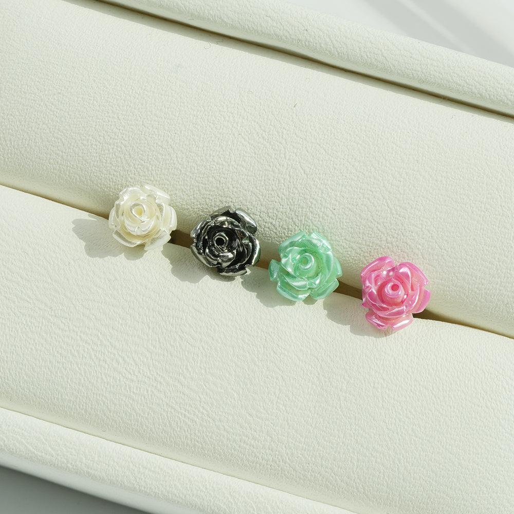 [サージカル] パールローズ バーベルピアス 16G 軟骨ピアス 薔薇 フラワー ボディピアス