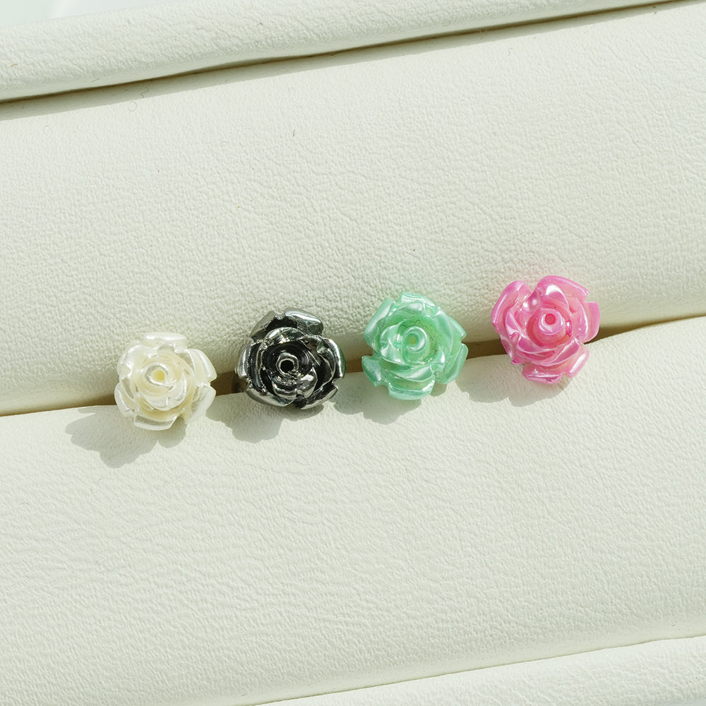 [サージカル] パールローズ バーベルピアス 16G 軟骨ピアス 薔薇 フラワー ボディピアス