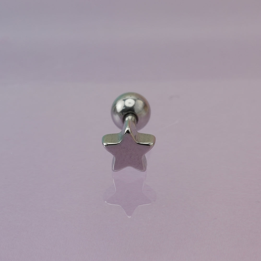 [全サージカルステンレス]スター ボディピアス 4タイプ 軟骨ピアス 16G ストレートバーベル 星 シンプル 片耳用