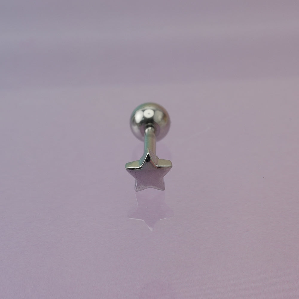 [全サージカルステンレス]スター ボディピアス 4タイプ 軟骨ピアス 16G ストレートバーベル 星 シンプル 片耳用