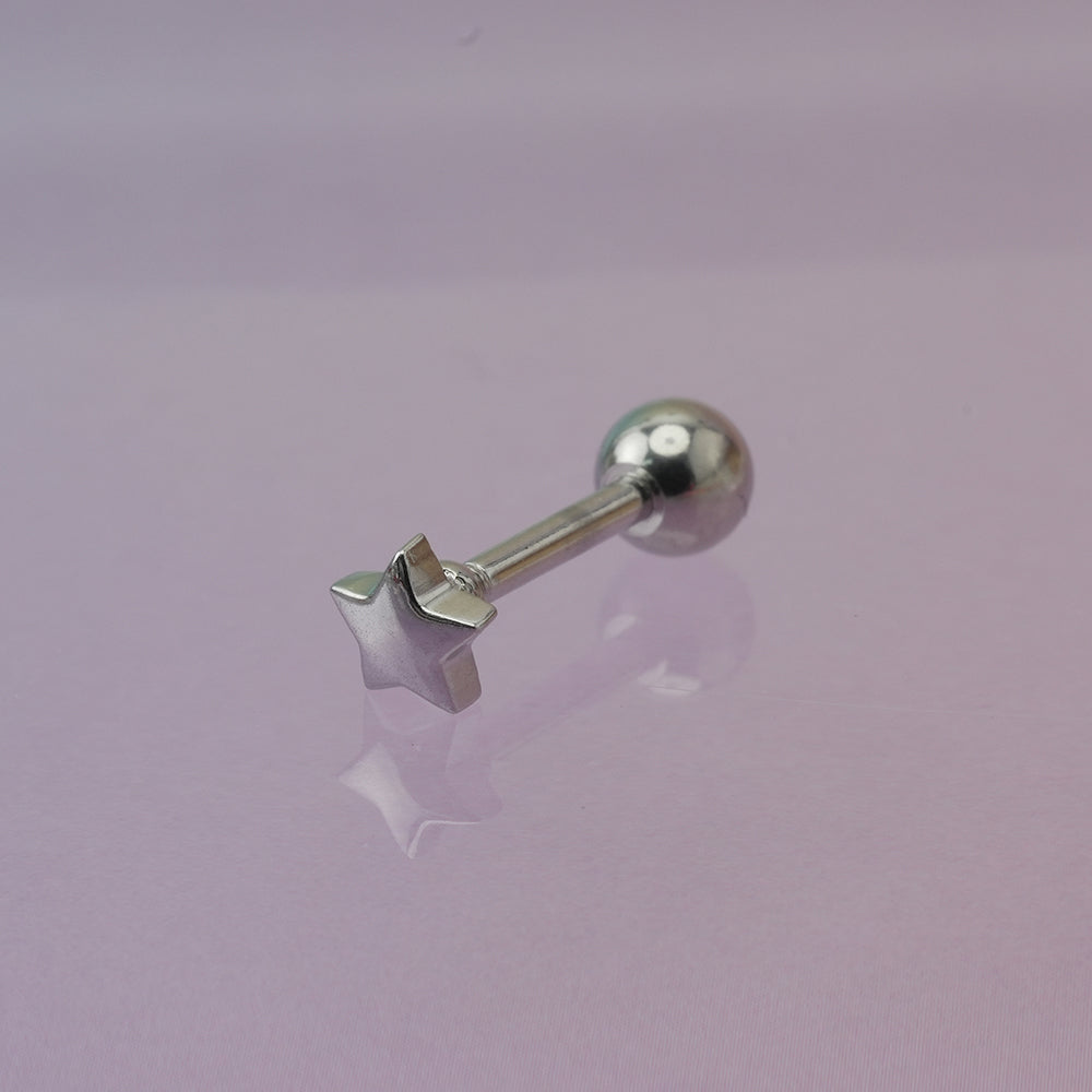 [全サージカルステンレス]スター ボディピアス 4タイプ 軟骨ピアス 16G ストレートバーベル 星 シンプル 片耳用