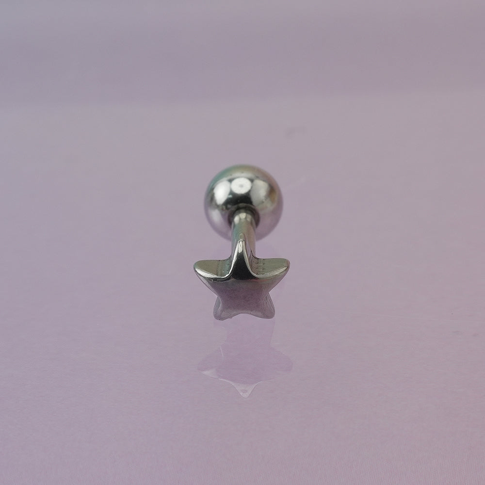 [全サージカルステンレス]スター ボディピアス 4タイプ 軟骨ピアス 16G ストレートバーベル 星 シンプル 片耳用