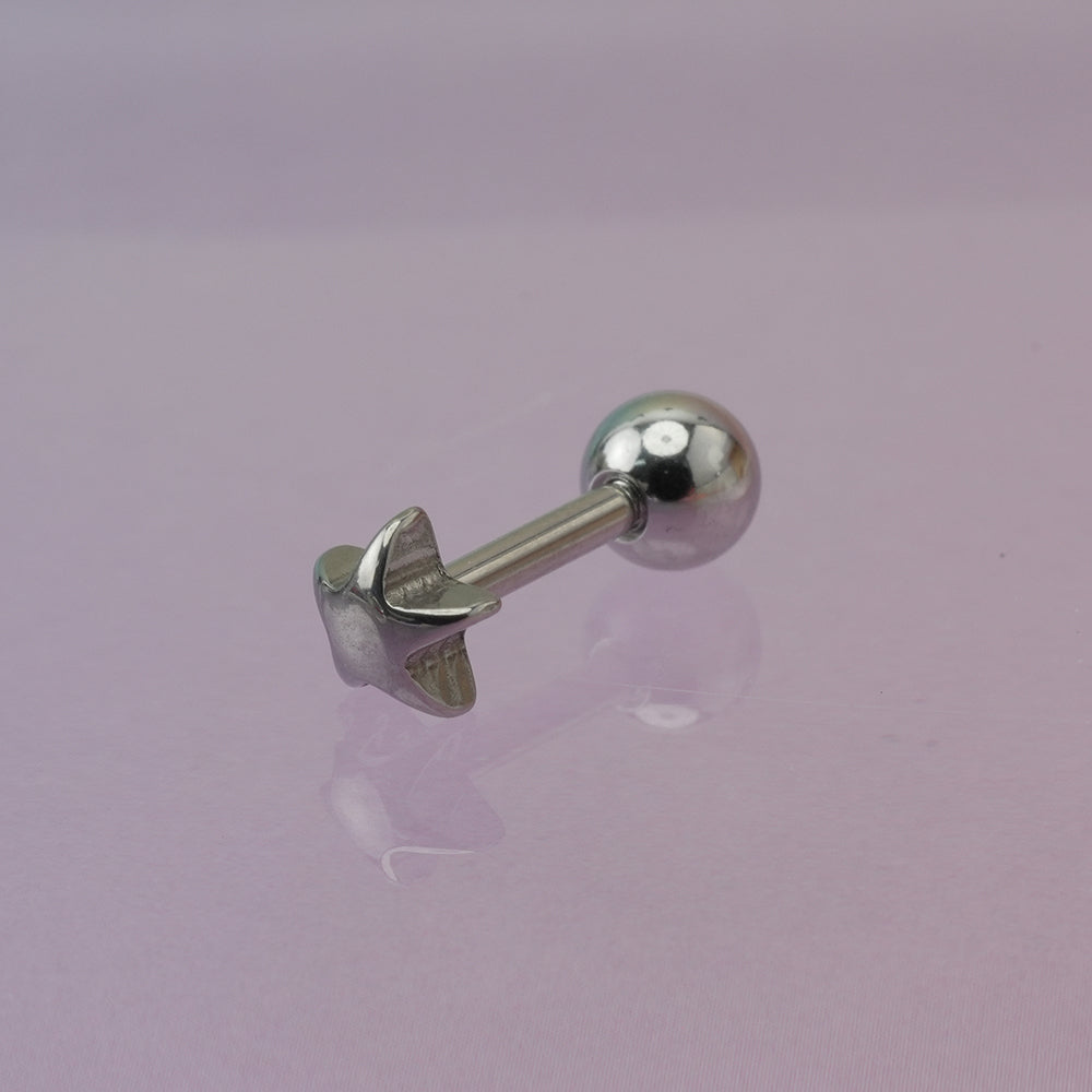 [全サージカルステンレス]スター ボディピアス 4タイプ 軟骨ピアス 16G ストレートバーベル 星 シンプル 片耳用