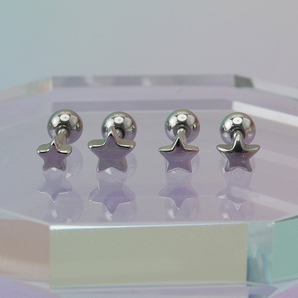 [全サージカルステンレス]スター ボディピアス 4タイプ 軟骨ピアス 16G ストレートバーベル 星 シンプル 片耳用
