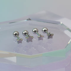 [全サージカルステンレス]スター ボディピアス 4タイプ 軟骨ピアス 16G ストレートバーベル 星 シンプル 片耳用