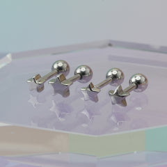 [全サージカルステンレス]スター ボディピアス 4タイプ 軟骨ピアス 16G ストレートバーベル 星 シンプル 片耳用