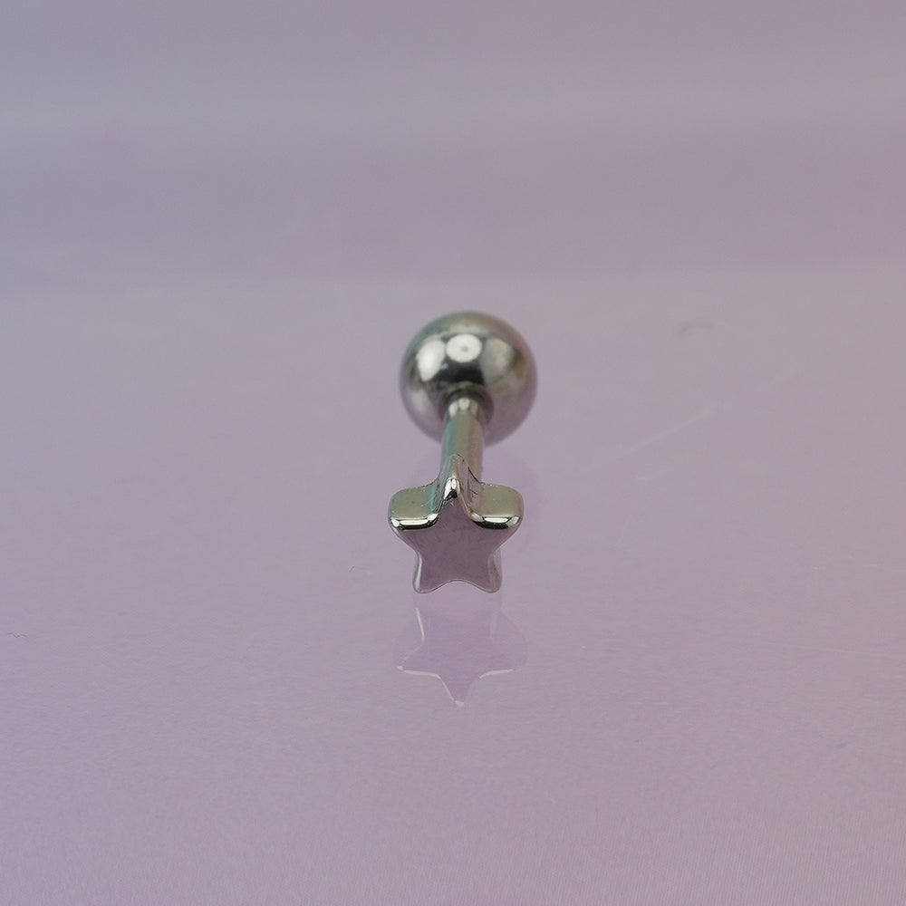 [全サージカルステンレス]スター ボディピアス 4タイプ 軟骨ピアス 16G ストレートバーベル 星 シンプル 片耳用