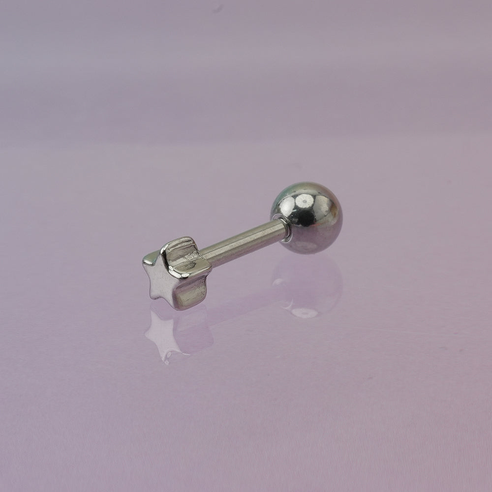 [全サージカルステンレス]スター ボディピアス 4タイプ 軟骨ピアス 16G ストレートバーベル 星 シンプル 片耳用