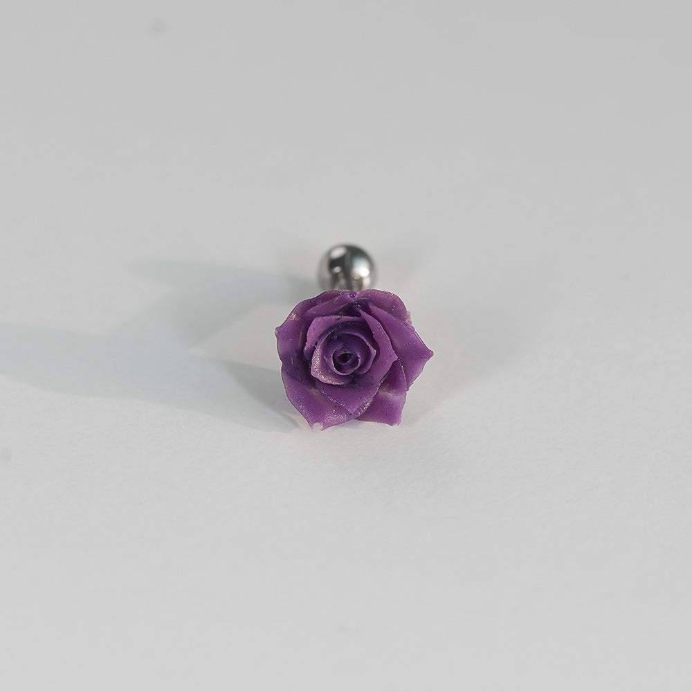 [サージカル]トゲ付きローズ バーベルピアス 3カラー 薔薇 ボディピアス 軟骨ピアス 16G