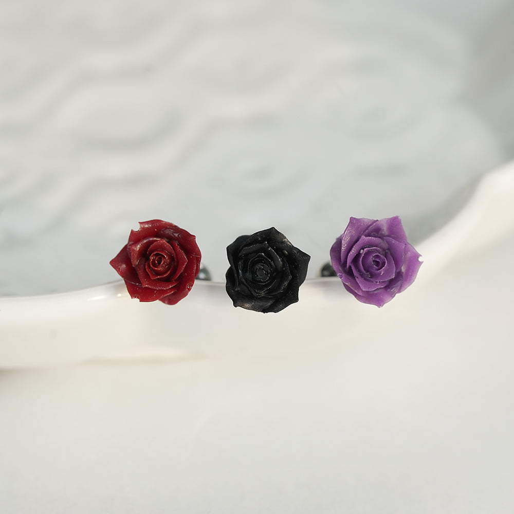 [サージカル]トゲ付きローズ バーベルピアス 3カラー 薔薇 ボディピアス 軟骨ピアス 16G