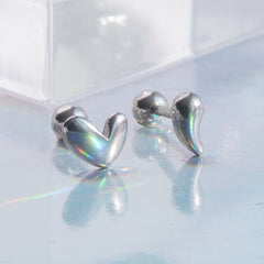 [全サージカルステンレス]アシンメトリー ぷっくりハート＆ドロップバーベルピアス 2Type 軟骨ピアス 16G