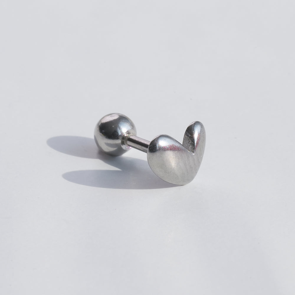 [全サージカルステンレス]アシンメトリー ぷっくりハート＆ドロップバーベルピアス 2Type 軟骨ピアス 16G