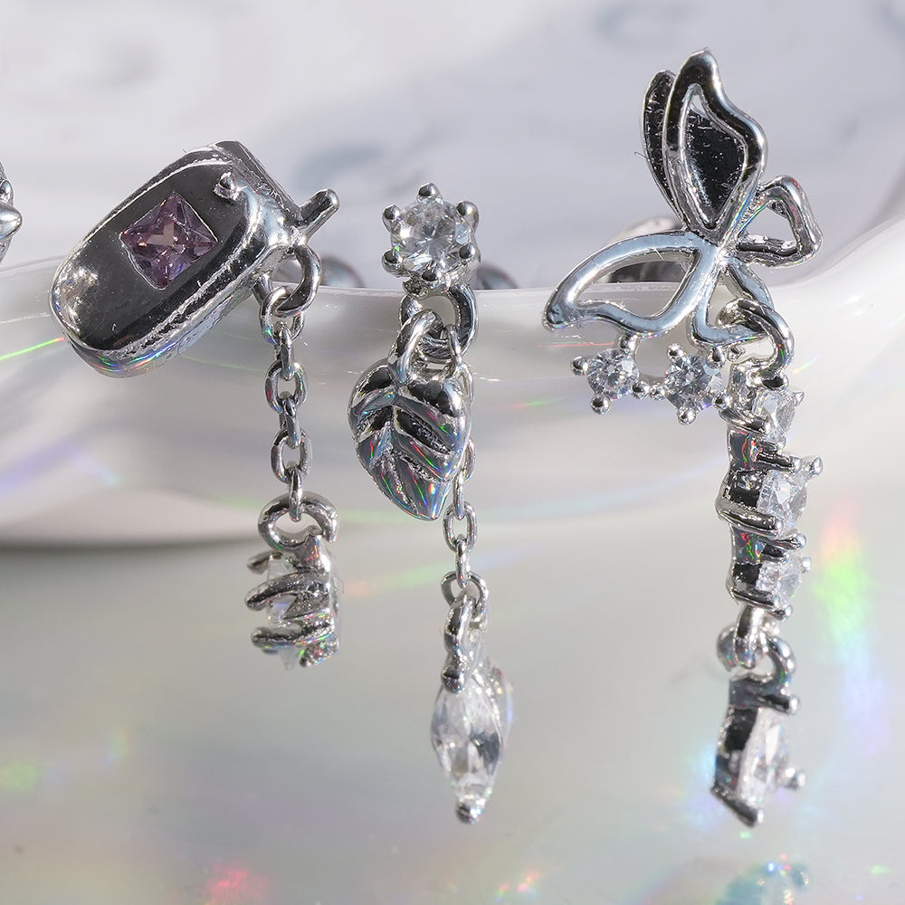 軟骨ピアス 16G キラキラ バタフライ チェーン ローズ ピアス トゥインクルムード (5Type)
