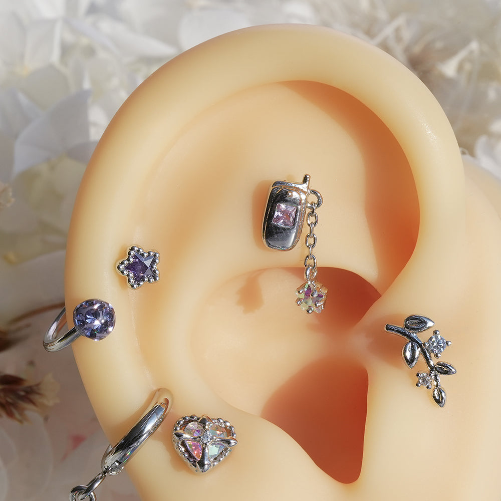 軟骨ピアス 16G キラキラ バタフライ チェーン ローズ ピアス トゥインクルムード (5Type)