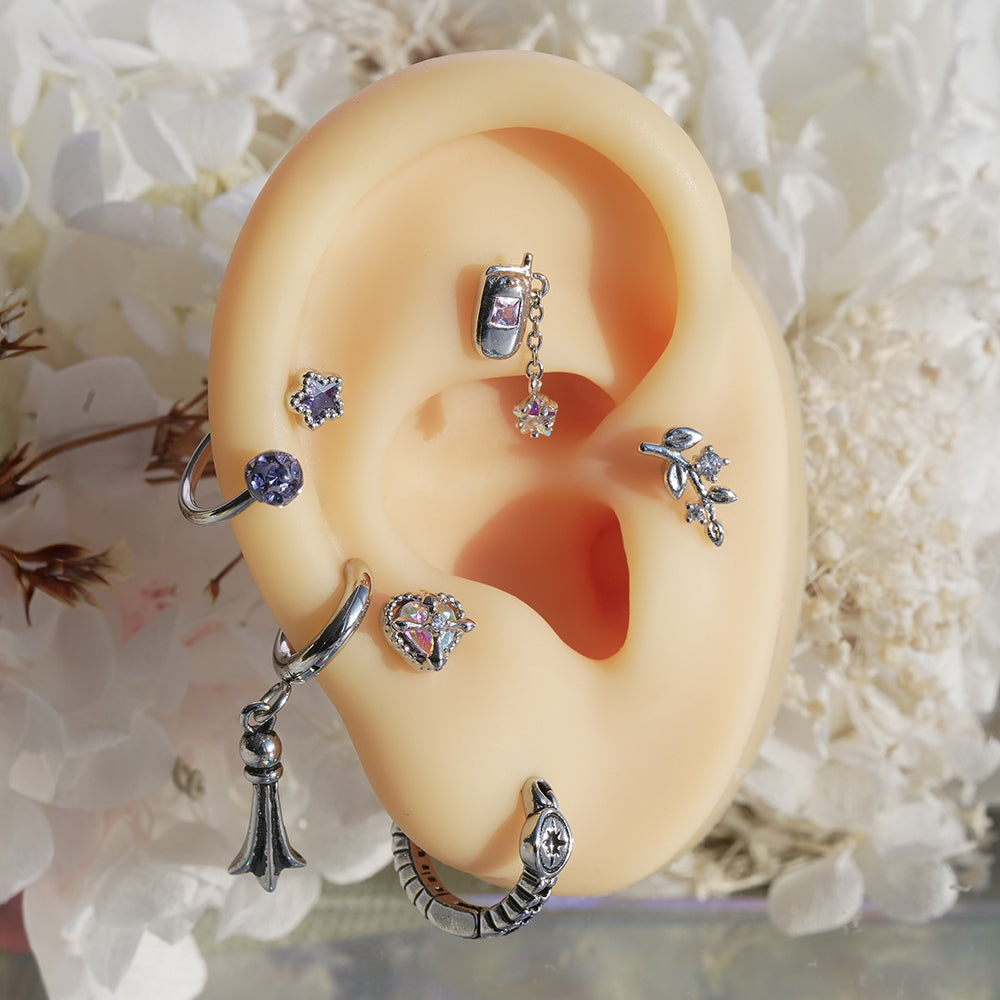 軟骨ピアス 16G キラキラ バタフライ チェーン ローズ ピアス トゥインクルムード (5Type)