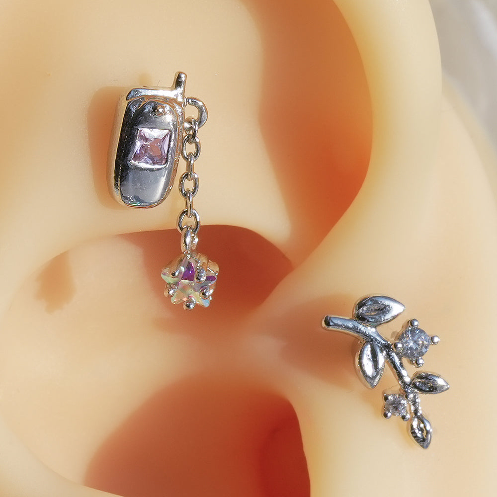 軟骨ピアス 16G キラキラ バタフライ チェーン ローズ ピアス トゥインクルムード (5Type)