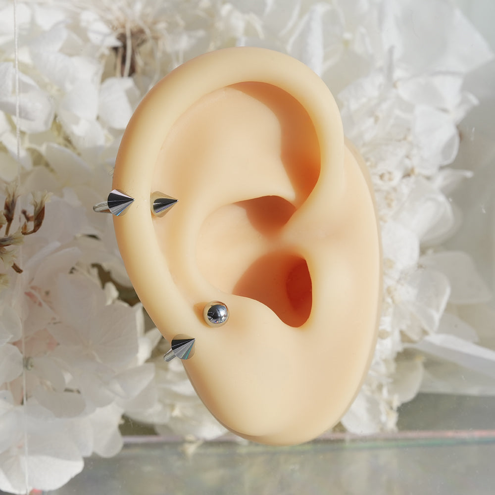 スパイク コの字バーベル（両ネジ式）ピアッシング (4Type) 16G 軟骨ピアス ボディピアス