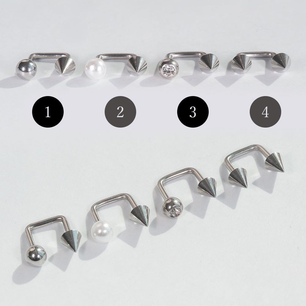 スパイク コの字バーベル（両ネジ式）ピアッシング (4Type) 16G 軟骨ピアス ボディピアス