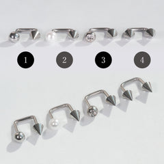 スパイク コの字バーベル（両ネジ式）ピアッシング (4Type) 16G 軟骨ピアス ボディピアス