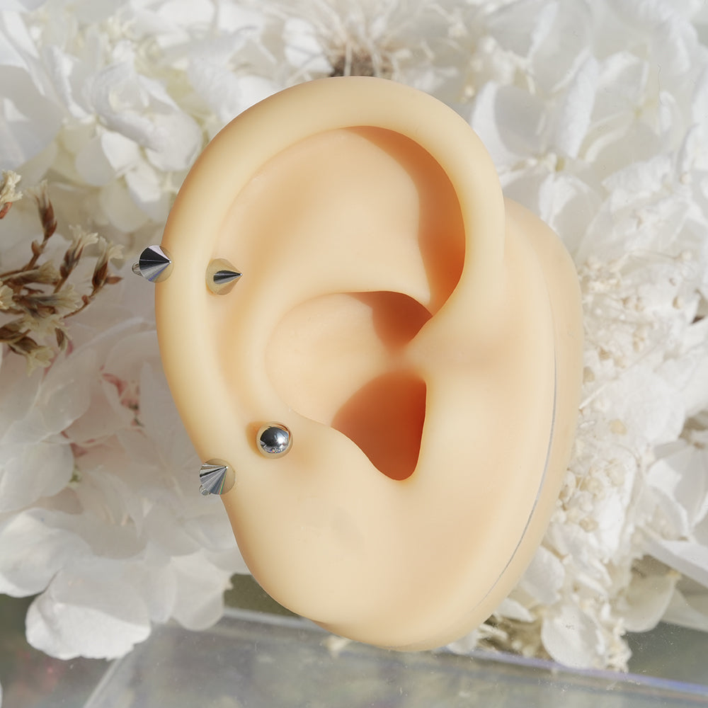 スパイク コの字バーベル（両ネジ式）ピアッシング (4Type) 16G 軟骨ピアス ボディピアス