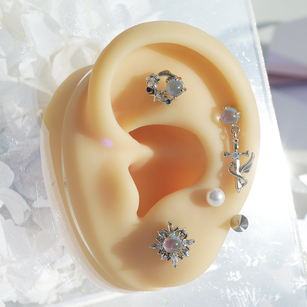 スパイク コの字バーベル（両ネジ式）ピアッシング (4Type) 16G 軟骨ピアス ボディピアス
