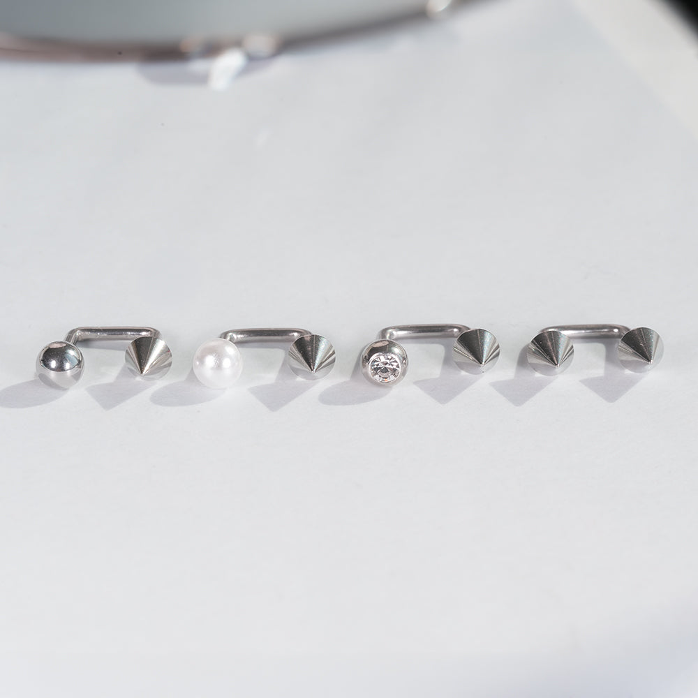 スパイク コの字バーベル（両ネジ式）ピアッシング (4Type) 16G 軟骨ピアス ボディピアス