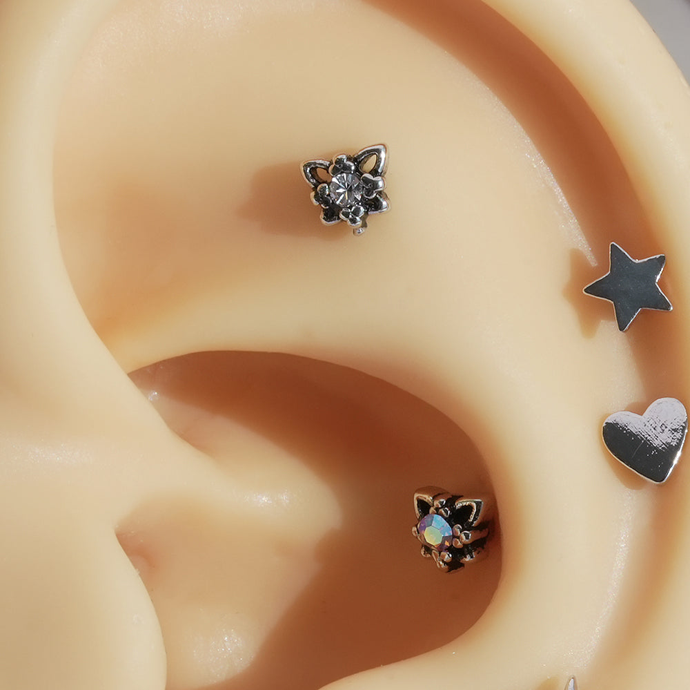 [Surgical] Simple Cubic Butterfly (4 Types) 16G/14G Body Piercing Collection Back Piercing Cartilage Piercing 