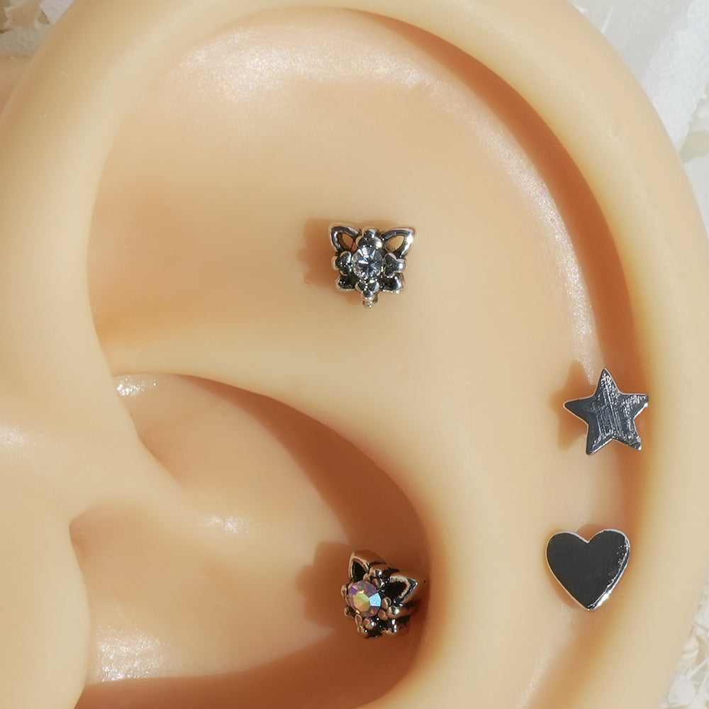 [Surgical] Simple Cubic Butterfly (4 Types) 16G/14G Body Piercing Collection Back Piercing Cartilage Piercing 