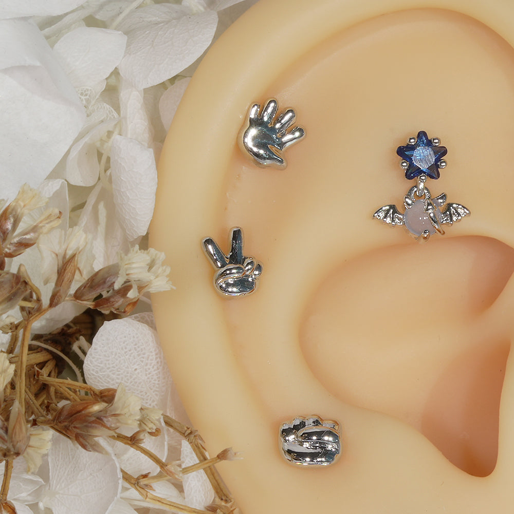 [サージカル] じゃんけん ハンドモチーフ バーベルピアス(3Type)16G