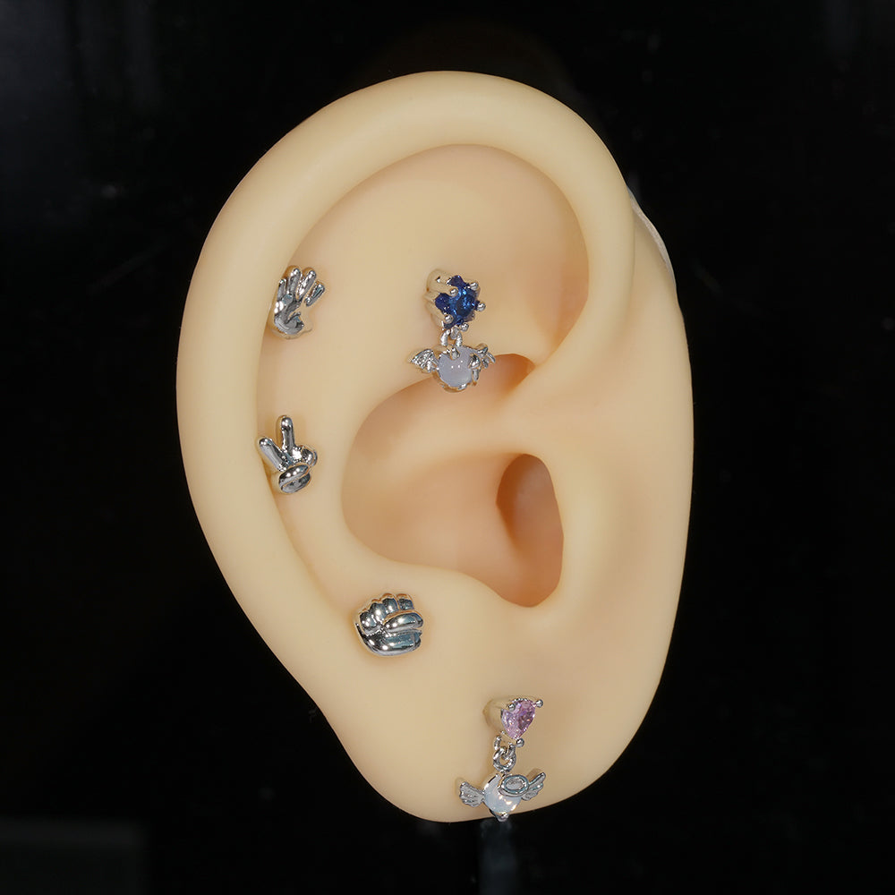 [サージカル] じゃんけん ハンドモチーフ バーベルピアス(3Type)16G