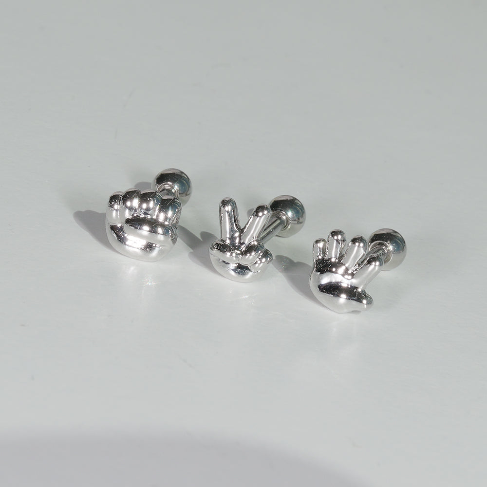[サージカル] じゃんけん ハンドモチーフ バーベルピアス(3Type)16G