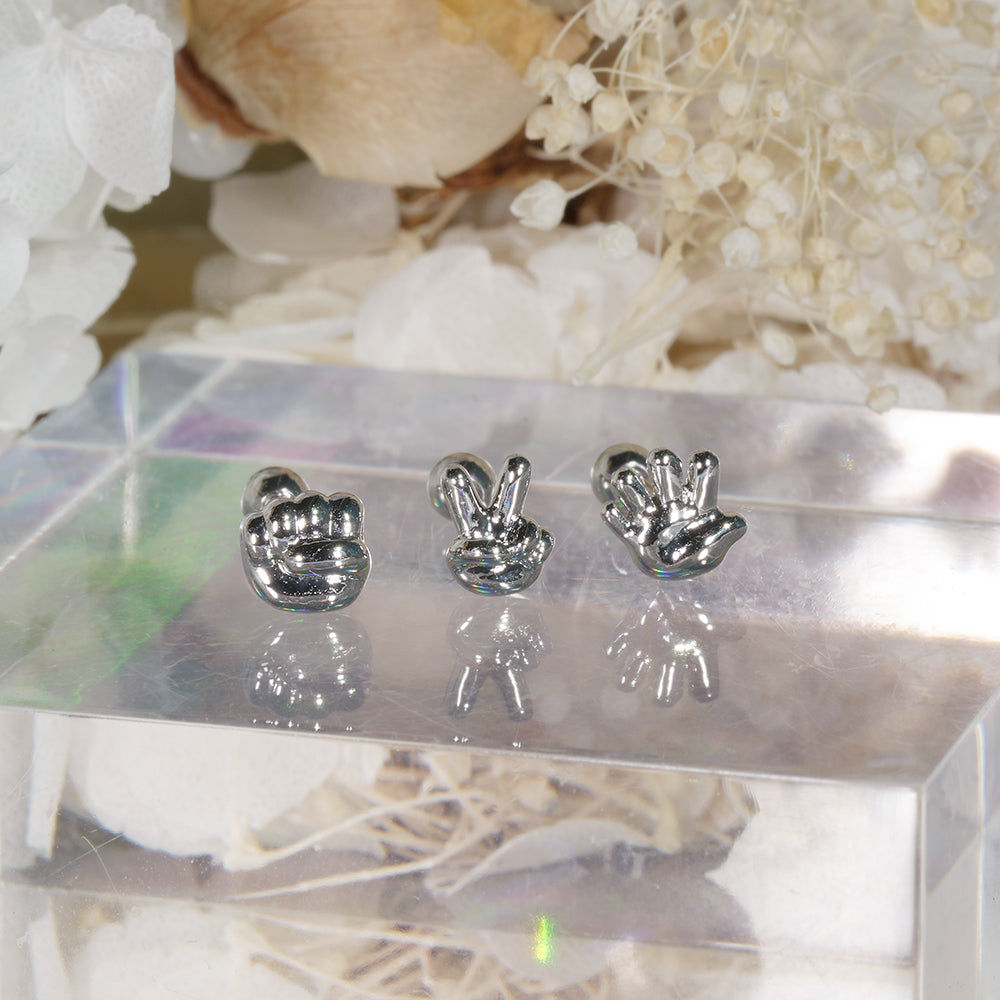 [サージカル] じゃんけん ハンドモチーフ バーベルピアス(3Type)16G
