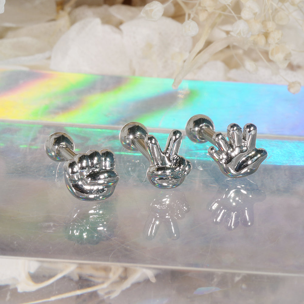 [サージカル] じゃんけん ハンドモチーフ バーベルピアス(3Type)16G