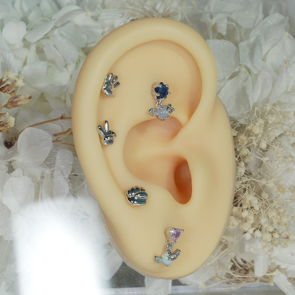 [サージカル]エンジェル＆デビル オーロラ星 ハート揺れる ボディピアス (2Type) 16G