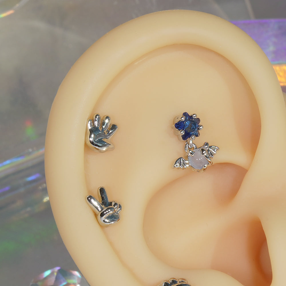 [サージカル]エンジェル＆デビル オーロラ星 ハート揺れる ボディピアス (2Type) 16G