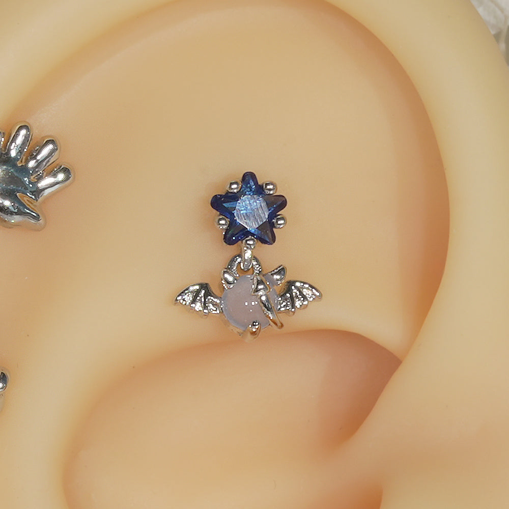 [サージカル]エンジェル＆デビル オーロラ星 ハート揺れる ボディピアス (2Type) 16G