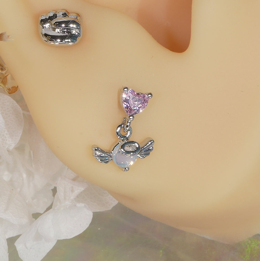 [サージカル]エンジェル＆デビル オーロラ星 ハート揺れる ボディピアス (2Type) 16G
