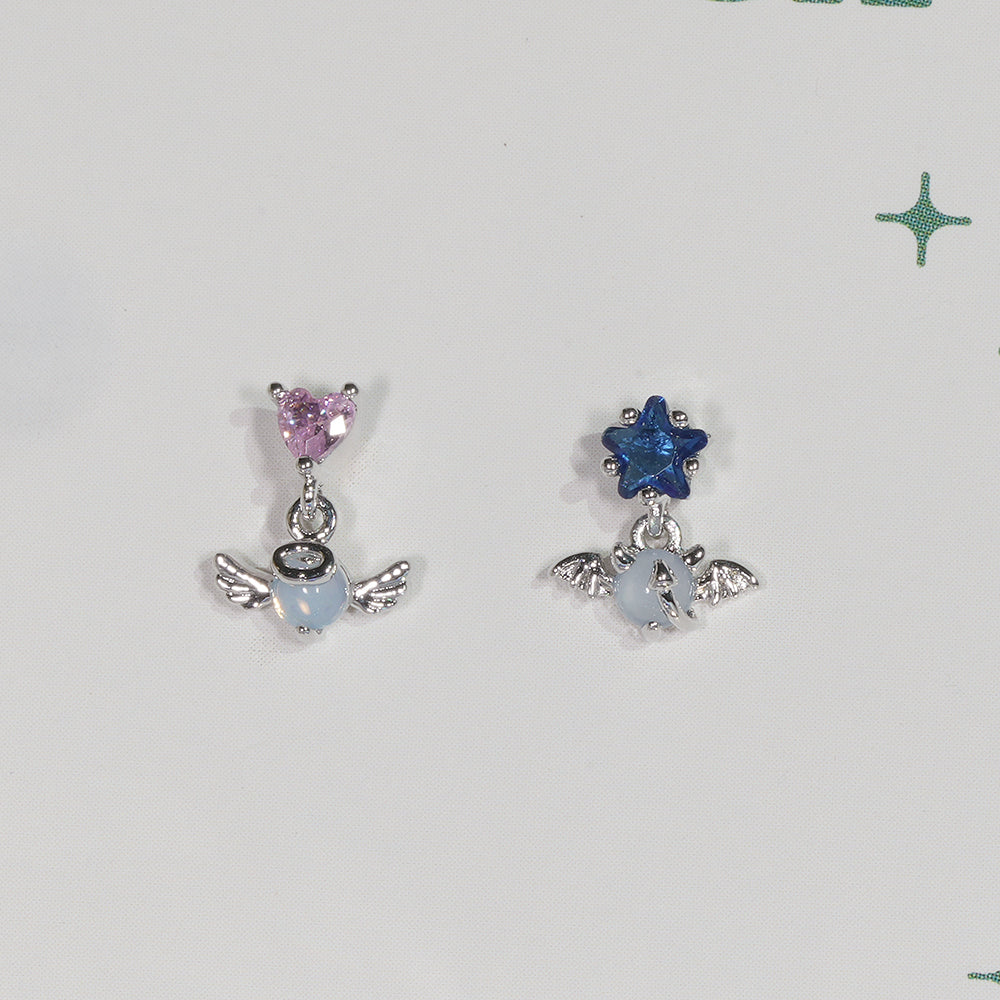 [サージカル]エンジェル＆デビル オーロラ星 ハート揺れる ボディピアス (2Type) 16G