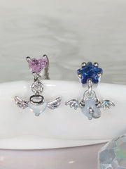 [サージカル]エンジェル＆デビル オーロラ星 ハート揺れる ボディピアス (2Type) 16G