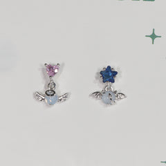 [サージカル]エンジェル＆デビル オーロラ星 ハート揺れる ボディピアス (2Type) 16G
