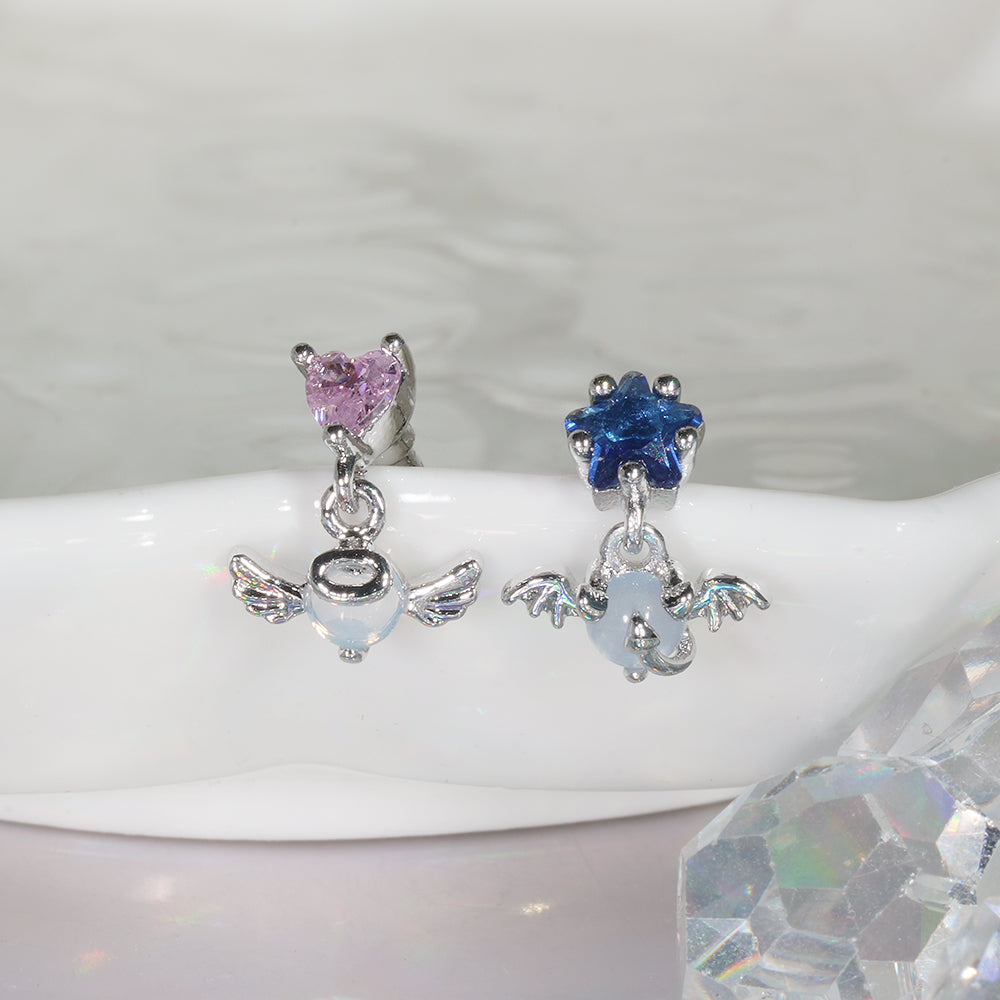 [サージカル]エンジェル＆デビル オーロラ星 ハート揺れる ボディピアス (2Type) 16G